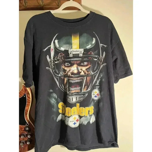 Vintage Pittsburgh Steelers T-shirt Big Face Head tshirt 90s y2k NFL Xl - Picture 1 of 5